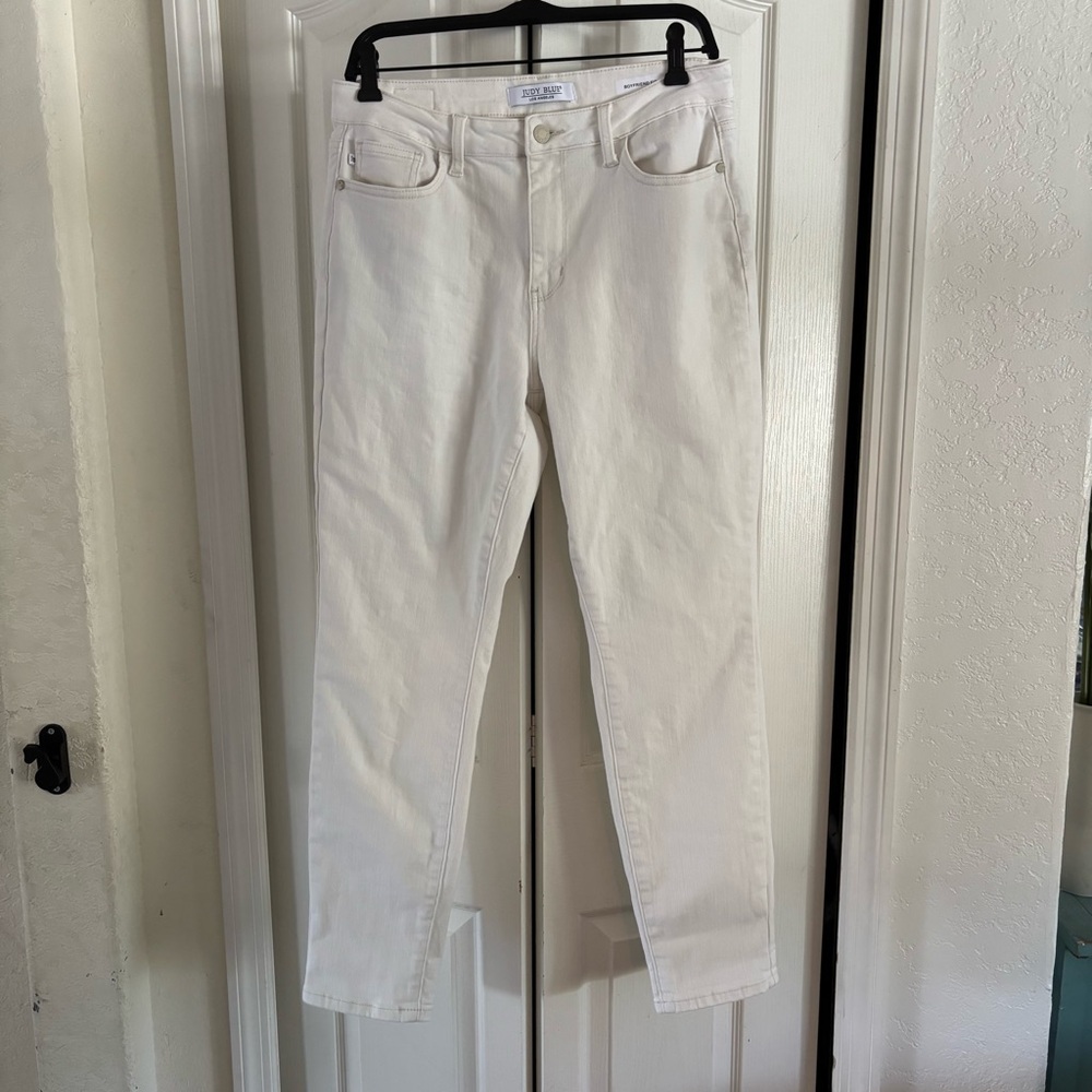 Judy Blue White Double Cuff Boyfriend Jeans Size 29, High Rise Comfort Stretch - Picture 4 of 16